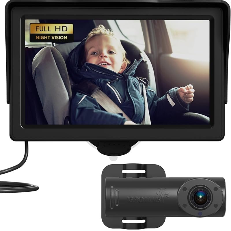 HD Baby Car Camera with 4.3 Inch Monitor, Night Vision, and Wide View
