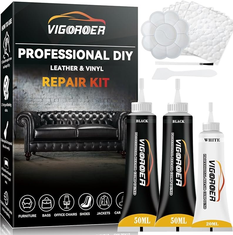 Black Leather Repair Kit for Car Interiors, Sofas, and Furniture, Easi