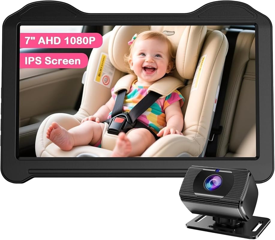 7-Inch HD 1080P Car Seat Camera for Baby with Clear Night Vision for S