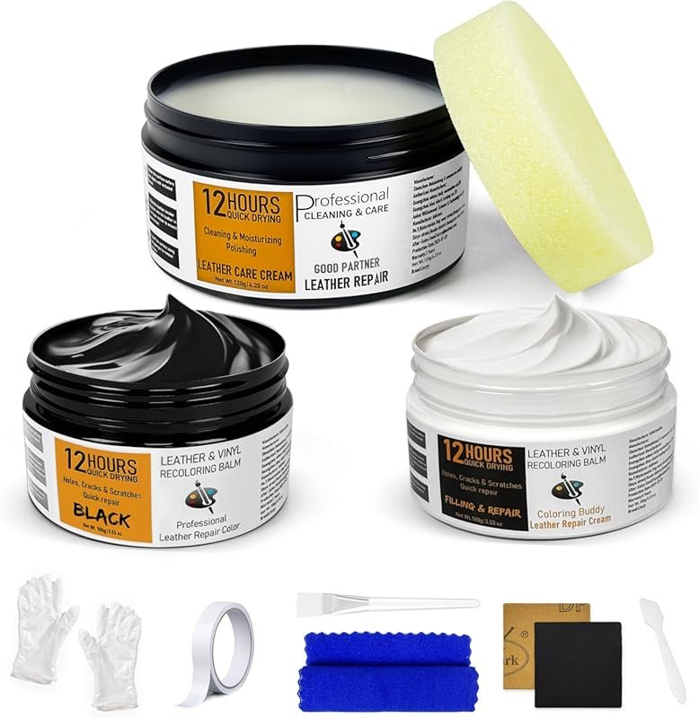 3-in-1 Leather Repair Kit with Quick-Dry Balm, Filler, and Conditioner