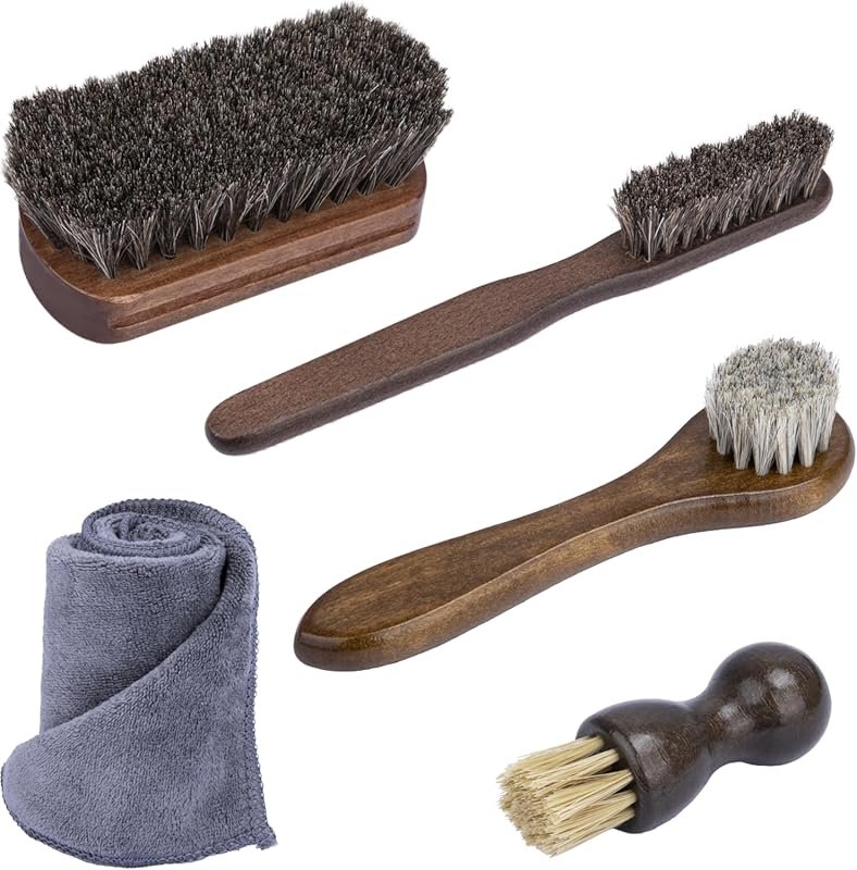 5-Piece Soft Horse Hair Leather Brush Set