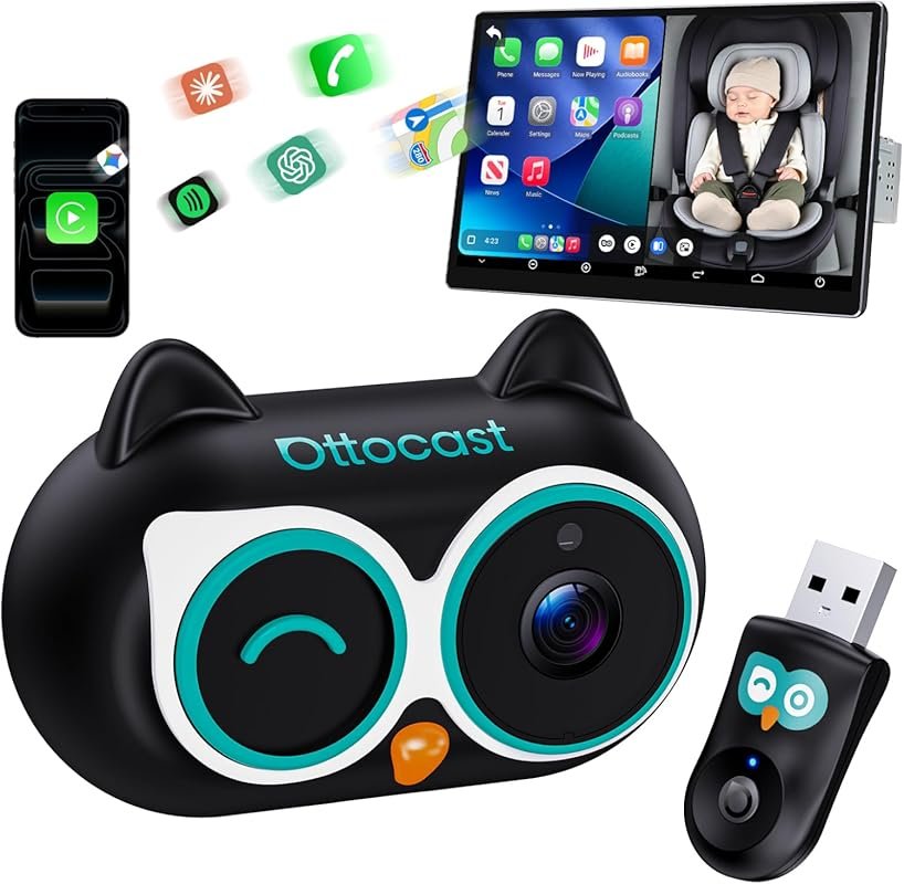 OTTOCAST Cabin Care Baby Car Camera with Wireless CarPlay, 1080P HD Mo