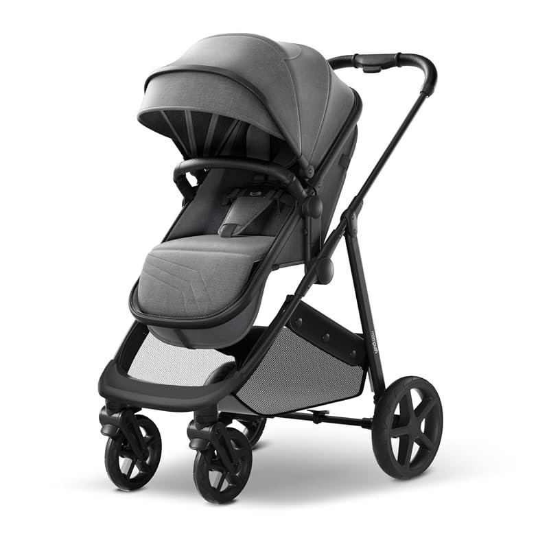 Mompush Wiz 2-in-1 Bassinet Stroller with Reversible Seat, One-Hand Fo