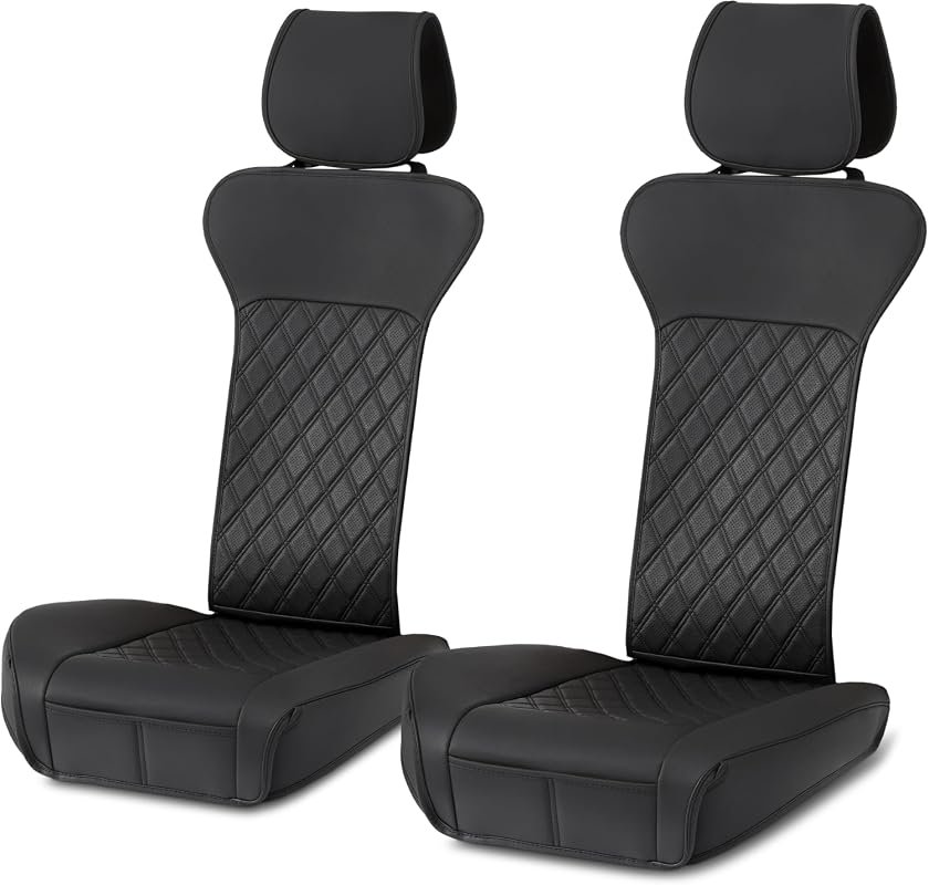Amazon Basics Breathable Faux Leather Front Car Seat Covers, 2-Pack Un
