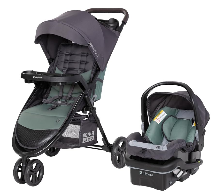 Baby Trend Sonar Cargo 3-Wheel Travel System with Infant Car Seat, Des