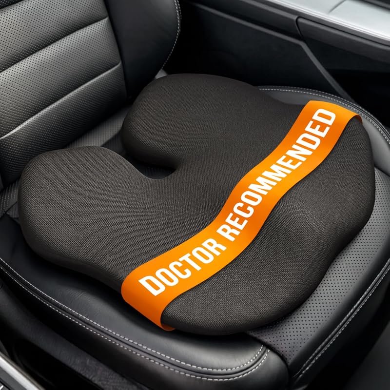 Everlasting Comfort Memory Foam Car Seat Cushion for Driving, Sciatica