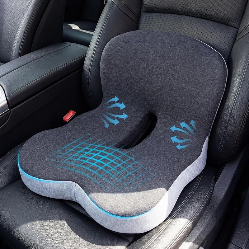 Ergonomic Memory Foam Car Seat Cushion for Sciatica and Tailbone Pain