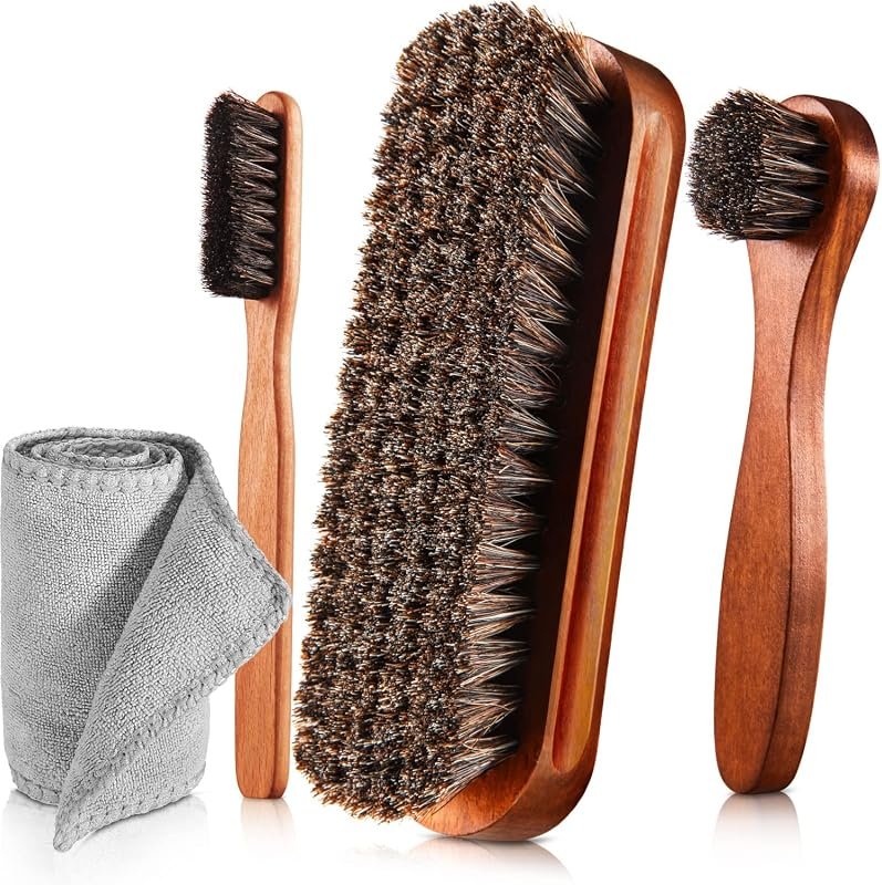 Horsehair Shoe Shine Brush Kit