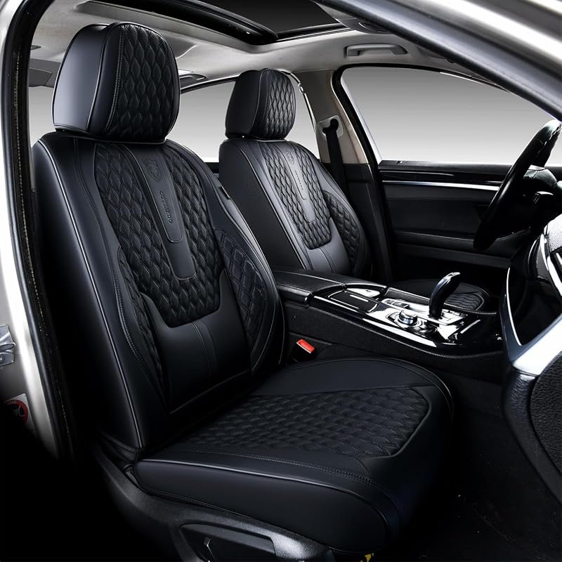 Coverado Nappa Leather Front Seat Covers, Waterproof Universal Car Sea