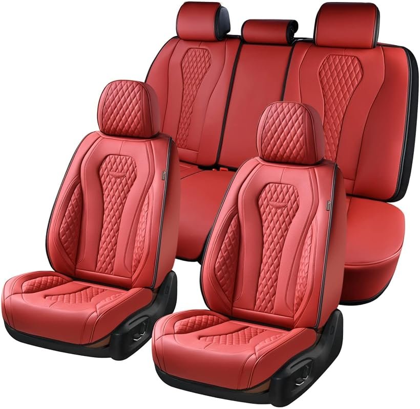 Coverado Waterproof Full Set Car Seat Covers, Luxury Leather Interior