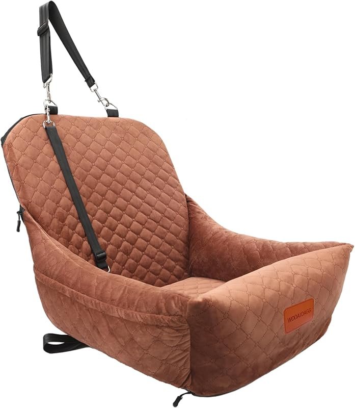 Wooaidagg Dog Car Seat for Small Dogs, Memory Foam Pet Booster with De