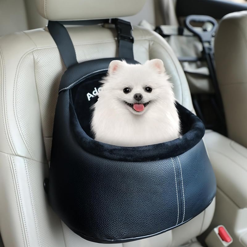 Luxury PU Leather Dog Car Seat and Pet Carrier Bag for Small Dogs, Eas