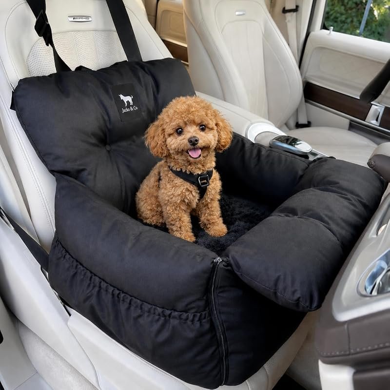 JACKO & CO Premium Small Dog Car Seat for Dogs 1-25lbs, Durable Black 