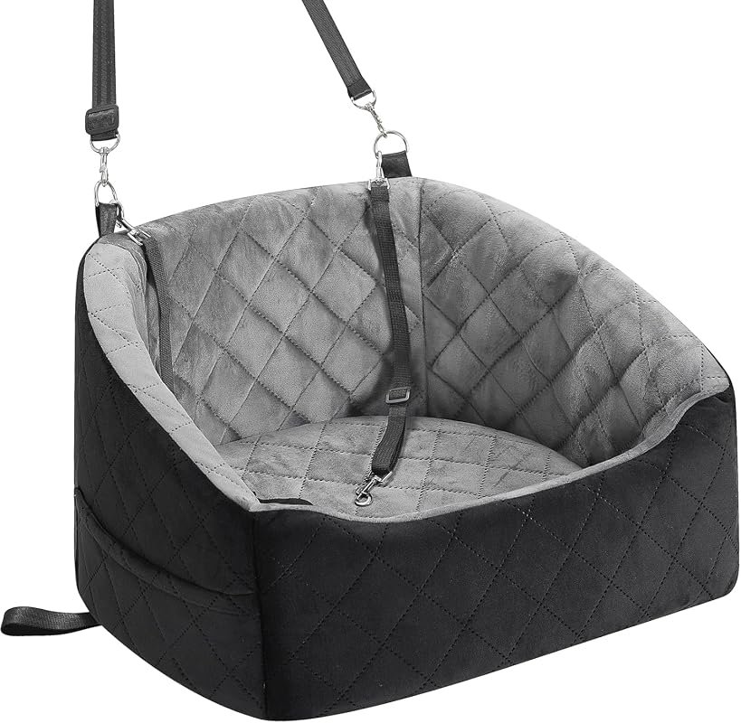Small Dog Car Seat and Pet Travel Bed with Anti-Slip Base, Washable Co